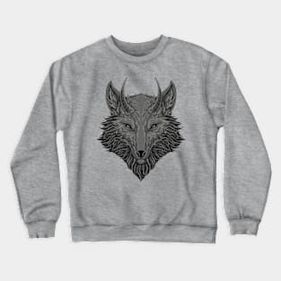 Head of wolf in dark grey Crewneck Sweatshirt